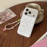 Glitter Strawberry & Bow Phone Case with Beaded Pearl Wrist Charm- iPhone 17 Pro Max