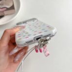 Pastel Floral Pattern Phone Case with Beaded Flower Charm- iPhone 17 Pro Max - Image 3