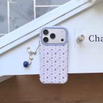 Purple Pastel Star & Moon Pattern Phone Case with Charm- iPhone 17 Pro Max
