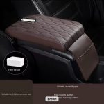 Coffee Brown Cushion Car Armrest with Tissue Box & Storage