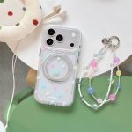 Cosmic Pastel Star Clear MagSafe Stand Case & Beaded Wristlet Charm Set