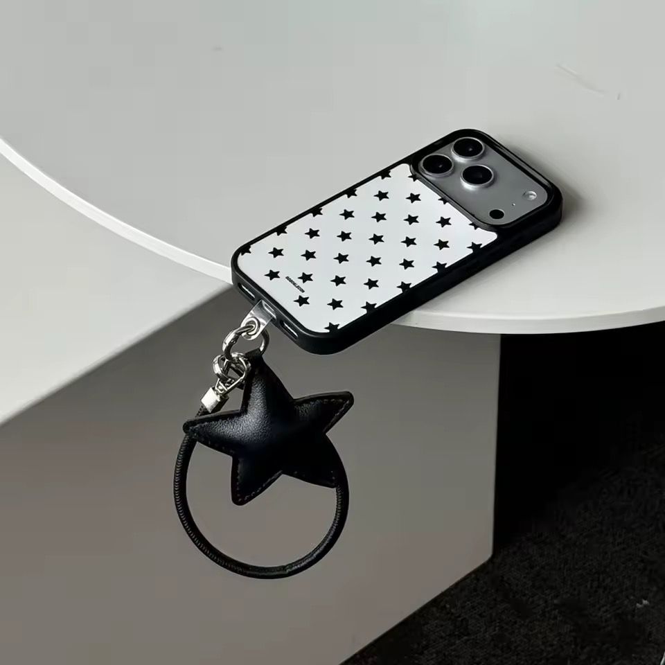 9129ab7e-95fa-41c1-b954-6d2684dbbf60 Black Star Phone Case With Wrist Strap - Image 1