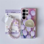 Purple Tulip Floral Samsung Case (Charm+ Pop Socket)