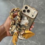 Vintage Floral iPhone Case With Scarf Chain Wristlet