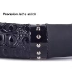 Luxury Blue Crocodile PU Leather Steering Wheel Cover with Silver Rivet Studs - Image 2