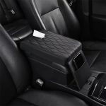 Black Cushion Car Armrest with Tissue Box & Storage